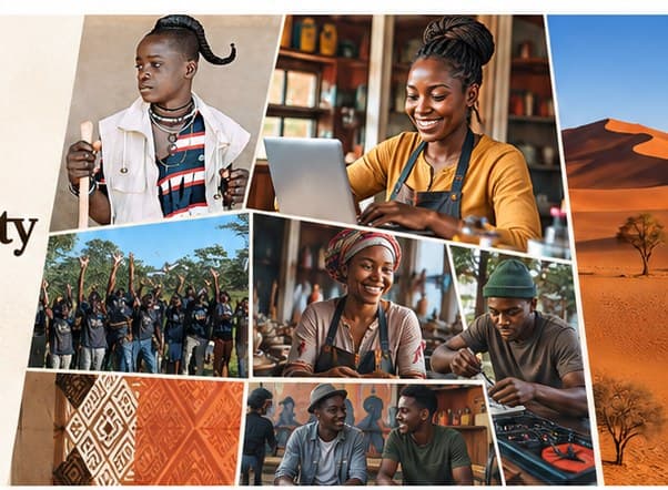Prototype collage celebrating Namibian youth creativity